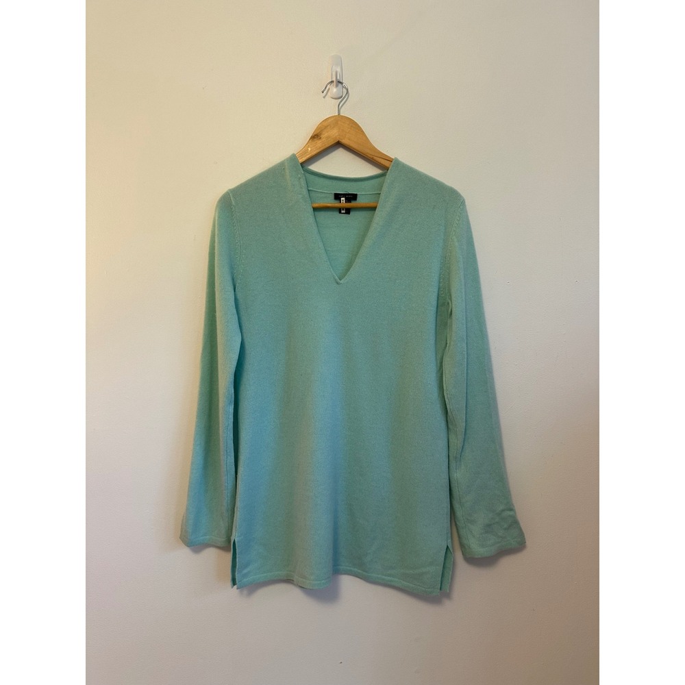 Only Mine Seafoam Green Cashmere V-Neck Tunic Sweater | Size Medium